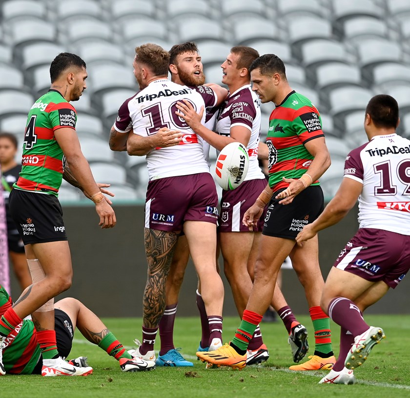 Good day out...Jacob Sykes scored two tries against the Rabbitohs 