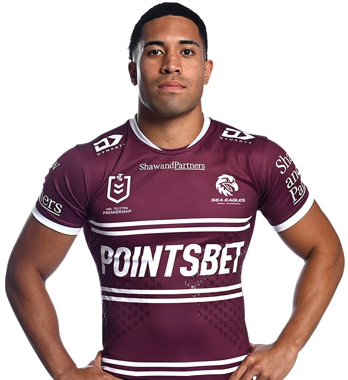 Sydney, Australia. 17th June, 2023. Tolutau Koula of the Sea Eagles warms  up ahead of the NRL Round 16 match between the Parramatta Eels and the  Manly-Warringah Sea Eagles at CommBank Stadium