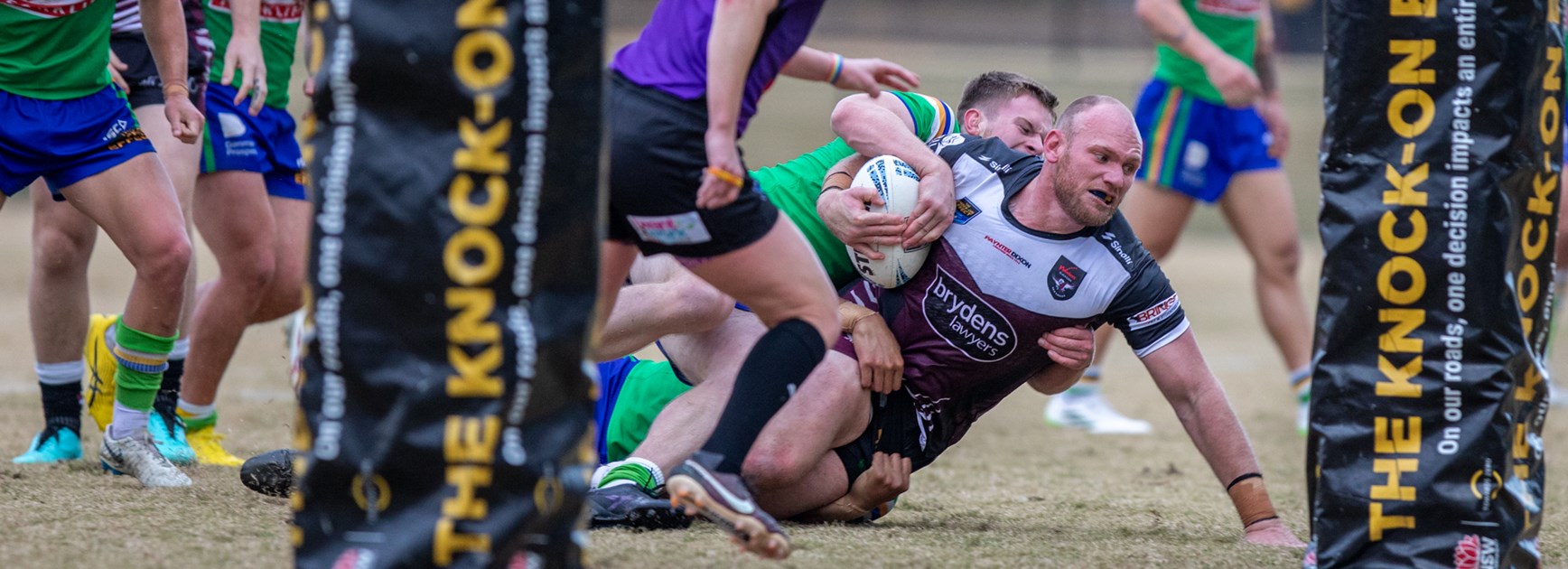 Sheer strength...Matthew Lodge crashes his way over for Blacktown Workers.