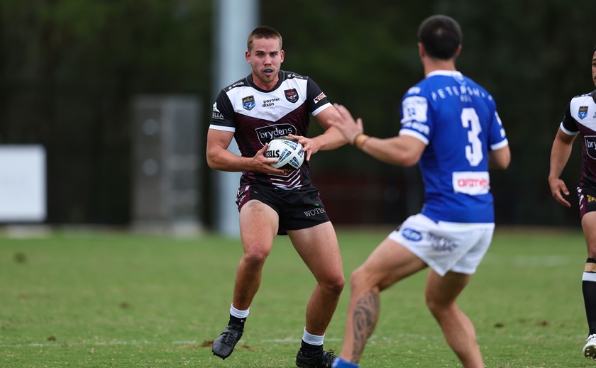 Young Blacktown back-rower Zane Dunford takes on the Jets defence