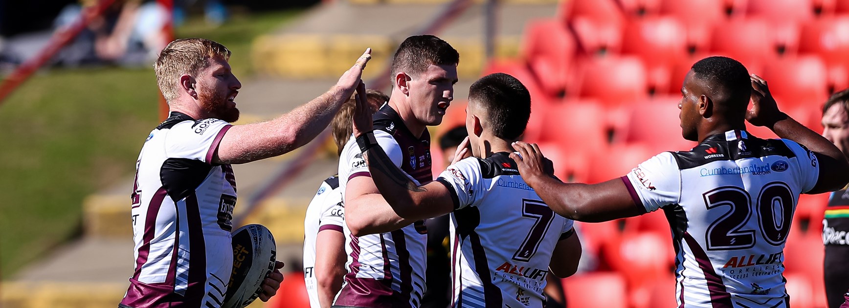 Second-rower Brad Parker celebrates his try