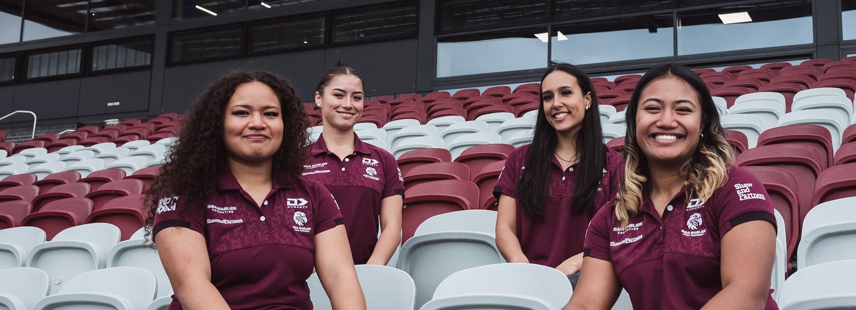 Step up...Anna Tonu'u  (front left), Krystal Weekes  (back left), Matisse Bettridge (back right) and Aleksandra Tunufai have moved into the Harvey Norman Women's team after playing for Manly in the Tarsha Gale Cup  earlier this year