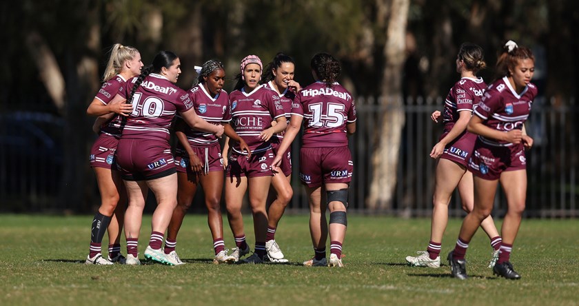 Talented team...the Sea Eagles celebrate a try against the Central Coast Roosters