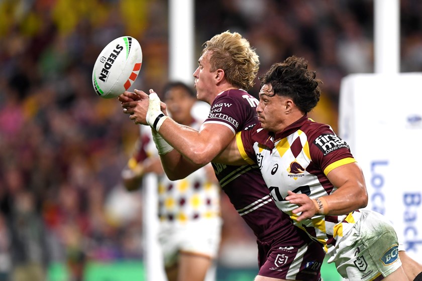 Half a chance,...Ben Trbojevic tries to pull in a DCE grubber kick to score 