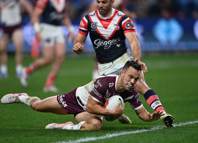 Luke Brooks slides over for his impressive try