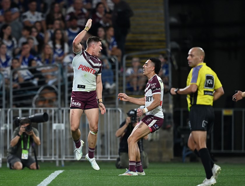 Reuben Garrick celebrates his try