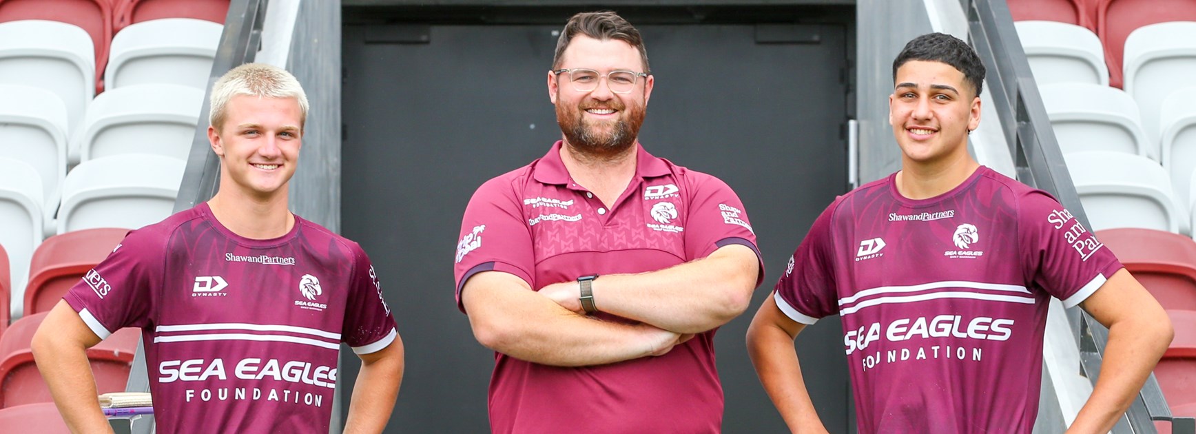 Coach Jordan Meredith with Captain Reilly Caswell (left) and vice-captain Hussein Said