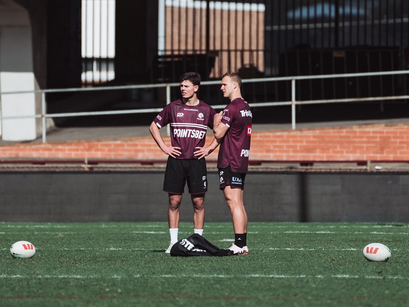 Joey Walsh trains alongside Manly captain Daly Cherry-Evans 