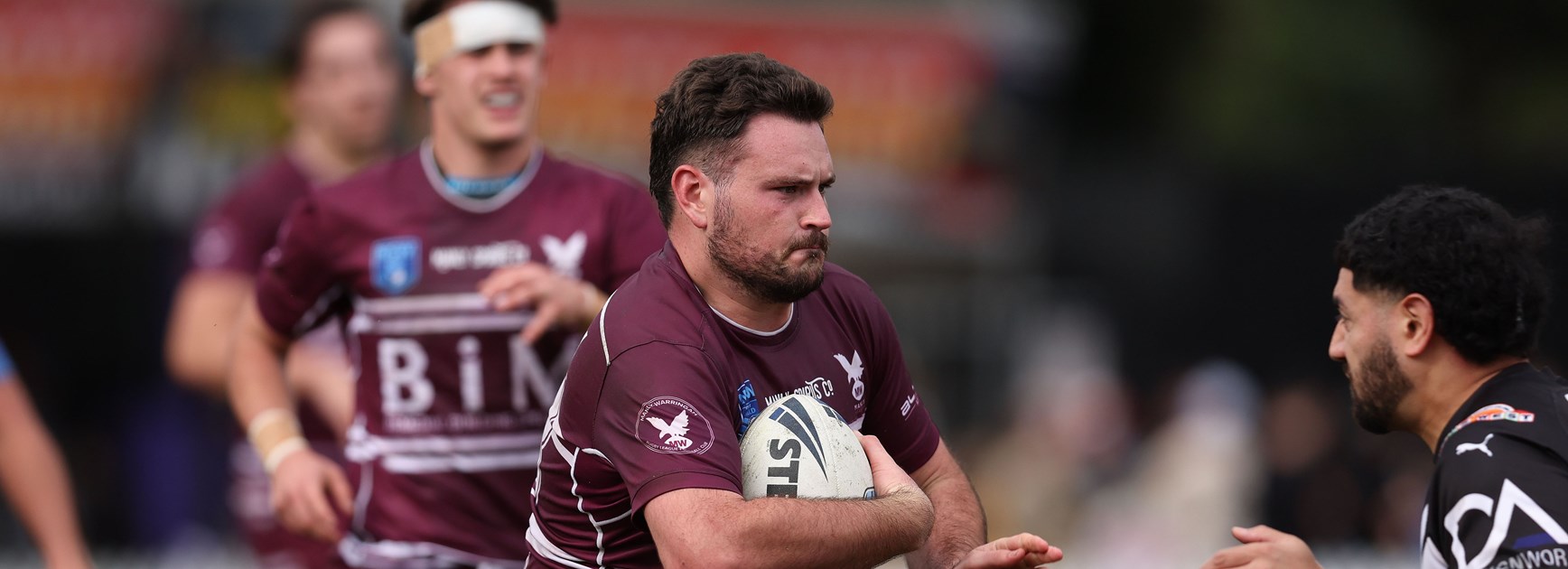 Out of my way...Nick Bilsborough takes on the Magpies at Ringrose Park